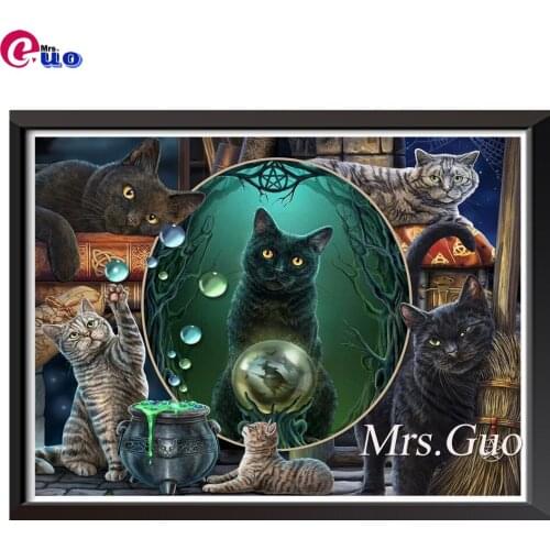 Diamond Painting Black cat Full Square/Round 5D DIY Diamond Embroidery sale Rhinestone Animal pattern Decoration Home