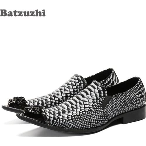 Batzuzhi Western Fashion Mens Shoes Formal Business Leather Dress Shoes Pointed Metal Tip Party Footwear Men zapatos de hombre