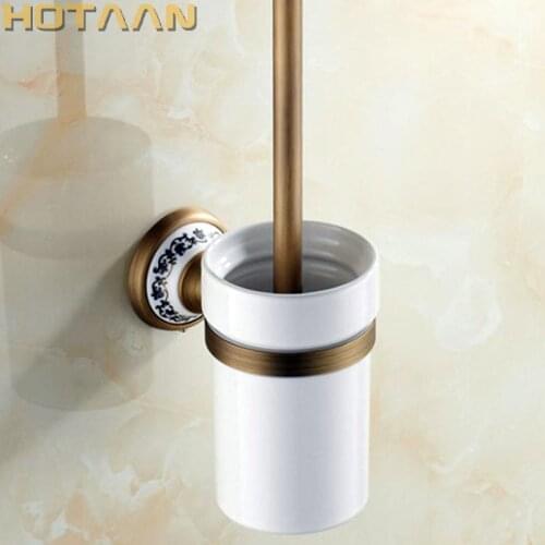 Free Shipping Toilet Brush Holder,ceramic Solid Brass Construction Base ,Bathroom accessories YT-11512