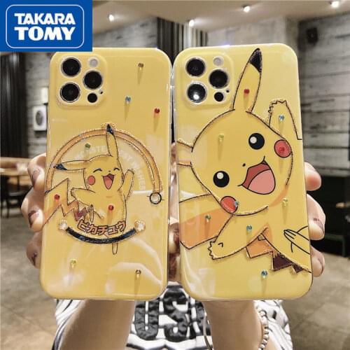 TAKARA TOMY Pokemon Pikachu Cartoon Cute Phone Case for IPhone 6S/7/8P/X/XR/XS/XSMAX/11/12Pro/12min Phone Couple Case Cover