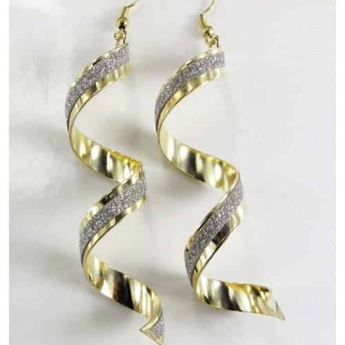 Design Lady Bib Statement clear crystal long Ear Studs gold filled earring hot e33