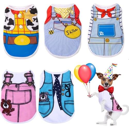 Breathable Mesh Dog Tshirt Soft Pet Clothes for Small Dogs Chihuahua Shirt Puppy Vest Cartoon Cat Outfit Summer Dog Clothes