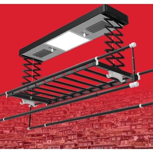 Balcony Electric Drying Rack Intelligent Remote Control Lifting Drying Rack Double Rod Indoor Sound Control Cool Clothes Dryer