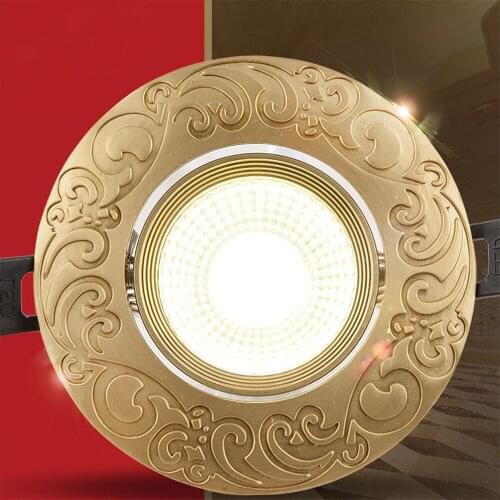 European Embedded Copper LED Restaurant Ceiling Lamp Corridor Light Spotlight