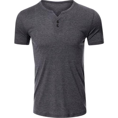 Summer Mens Short-sleeved T-shirt Thin Slim Small V-neck Top Multi-color Tees