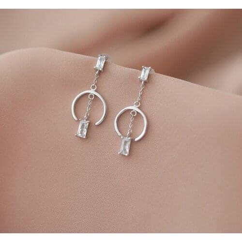 Delicate Jewelry Dangle Earrings New Simple Luxury Personality Geometric Inlaid Zircon Earrings For Celebration Gifts