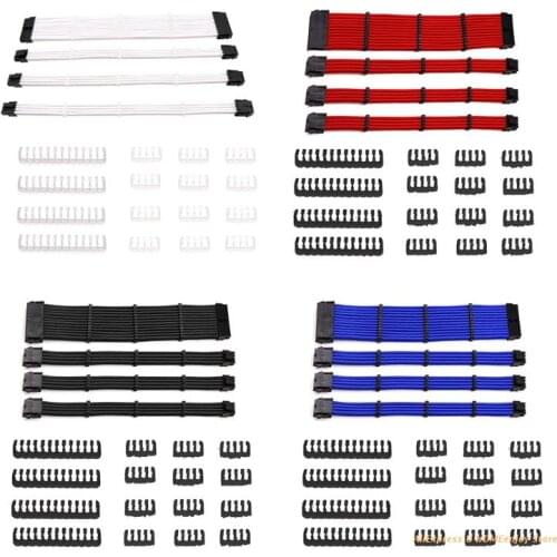 Sleeved Cable18AWG 24Pin Motherboard 8Pin CPU PCIe PC PSU Extension Cable Kit Dropship