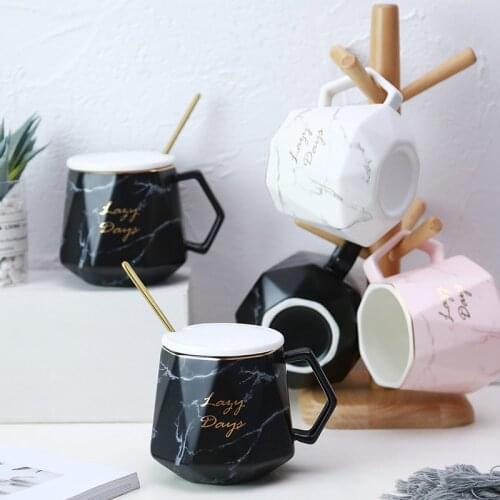 2020 Nordic Style New Creative Marble Pattern Simple Ceramic Cup Diamond Mug Milk Breakfast Office Coffee Cup