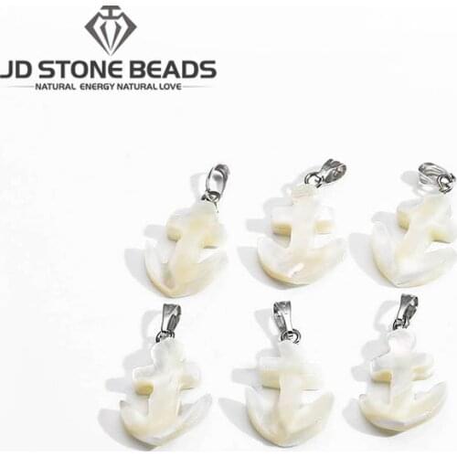 Natural White Shell Anchor Shape Pendant DIY Necklace Accessories Creative Stone Pendant for Women Fashion Jewelry Gifts