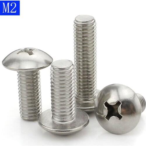 M2 - 0.4 ( 2mm ) 304 Stainless Steel Phillips Pan Cross Drive Truss Head Machine Screws A2 bolts