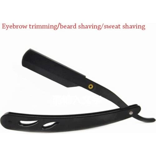 Men Shaving Barber Tools Hair Razor and Blades Antique Black Folding Shaving Knife Stainless Steel Straight razor Holder