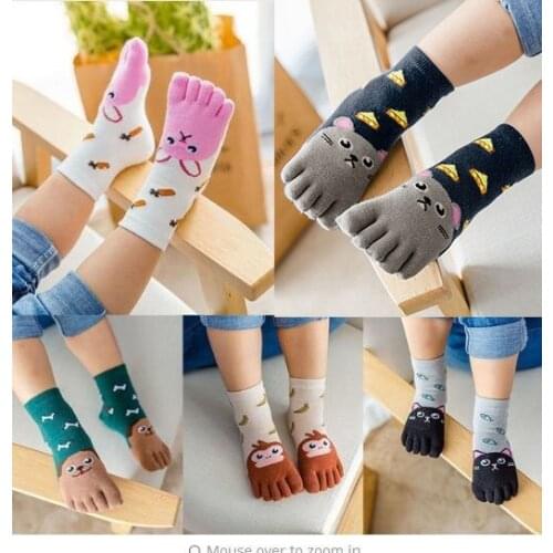 Toddler Baby Kids Girls Boy Cute Cartoon Animal Socks Five Fingers Non Slip Cotton Socks Thermal Socks Calcetines Para Hosiery