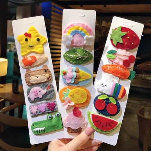 New Lovely Cute Cartoon Pattern Children Hairclip Hair Accessories Korean Style Cloth Kids Hairpins Girls Headwear Ornament Suit