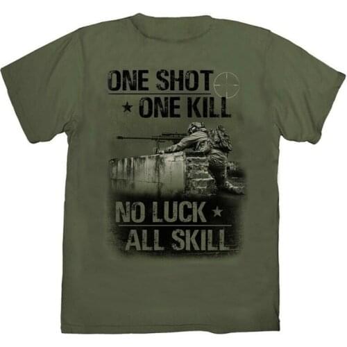 One Shot One Kill. Marine Soldier Sniper T-Shirt. Summer Cotton Short Sleeve O-Neck Mens T Shirt New S-3XL