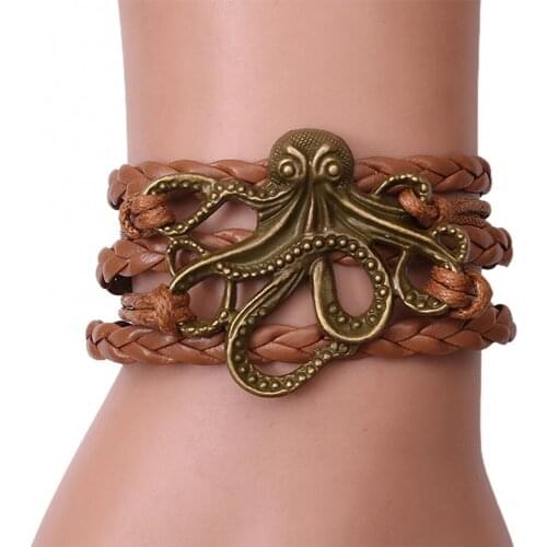 50% Wholesales Unisex Alloy Octopus Design Braided Bracelet Party Memorialed Jewelry Accessories