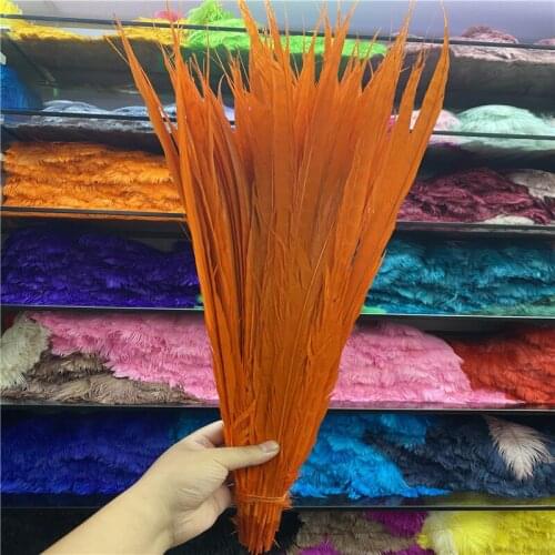 Wholesale 50pcs/lot Orange Pheasant Tail Feathers 60-65cm/24-26inches Party Wedding Jewelry Carnival DIY Decoration Plume