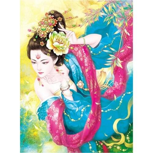 Peony flower woman classical beauty 5d diy full square round diamond embroidery rhinestones painting diamond mazayka mosaic N984