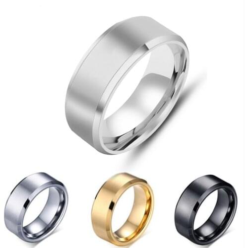 Simple Men Ring Smooth Stainless Steel Black Charms Rings Dropshipping