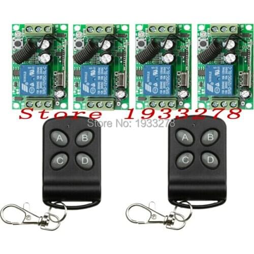 RF Wireless Remote Control Switch System DC12V 1CH 2 pcs transmitter & 4 pcs receiver 100m Learning code