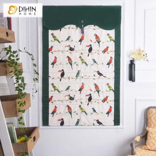 Garden Printed Parrot With Valance Roman Blinds Customized Roman Shades Window Curtains For Living Room