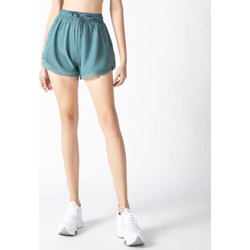 Fitness Shorts Women Summer New 2 In 1 High Waist Loose Net Yarn Stitching Breathable Quick-Drying Running Training Yoga Shorts