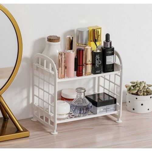 Folding Double-Layer Storage Rack Desk Organizer Accessories Bathroom Makeup Organizer Shelves Kitchen Storage Household Items