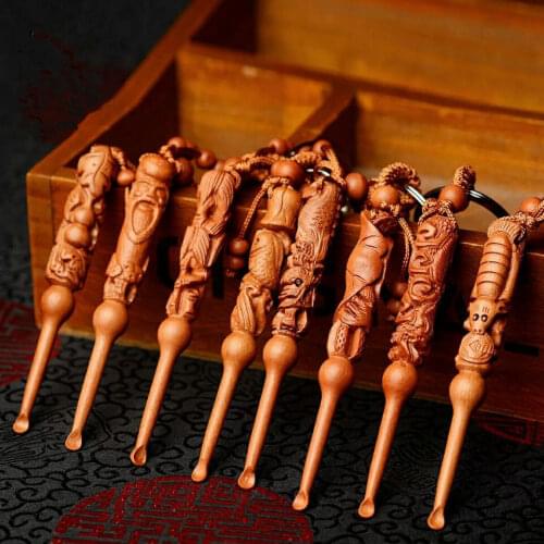 Decoration Earpick Beautiful Hand Made Wood Crafts Promotion Gifts Feng Shui Products Wholesale Wood Wood Carving 50pcs/lot