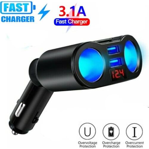 USB Car Charger 3.1A Car Cigarette Lighter Socket Splitter Plug LED Car-Charger Adapter For Phone MP3 One for three car charger