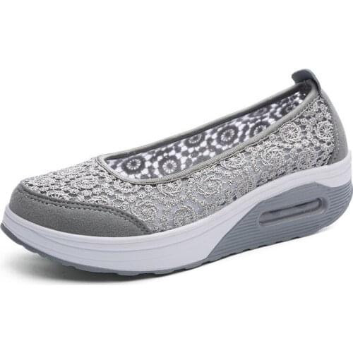 2019 Summer women flat platform shoes women breathable casual sneakers shoes slip on platform walking shoes for women 1618