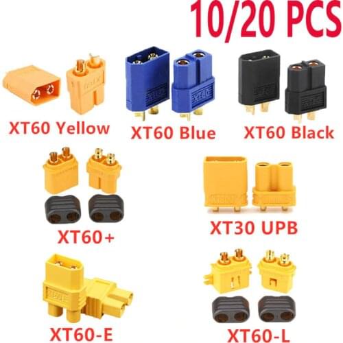 10/20PCS XT60 Black/Blue /XT60+/XT30UPB/ XT60-E/XT60-L Male Female Bullet Connectors Plugs For RC Lipo Battery Quadcopter Drone