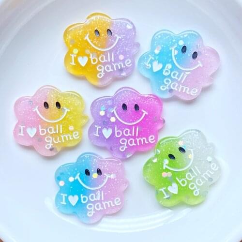 10Pcs Kawaii Mixed Shiny Two Color Cloud Flat back Resin Cabochons Scrapbooking DIY Jewelry Craft Decoration Accessorie K61