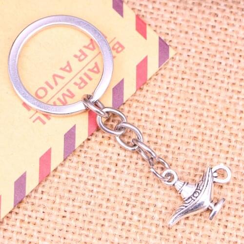 20pcs New Fashion Keychain 22x18mm aladdin magic lamp genie Pendants DIY Men Jewelry Car Key Chain Ring Holder Souvenir For Gift