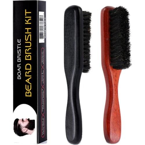2021 New Wood Handle Boar Bristle Cleaning Brush Hairdressing Men Beard Brush Anti Static Barber Hair Styling Comb Shaving Tools