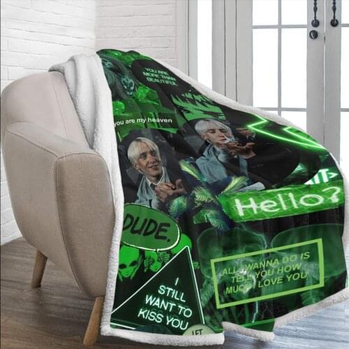 3D Malfoy Throw Blanket Sherpa Fleece Bedspread Blanket Vintage Bedding Square Picnic Wool Soft Blanket
