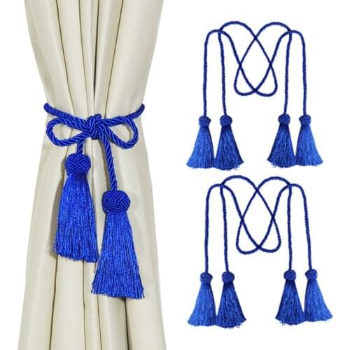 4Pcs/Bag Curtain Brush Tiebacks Tassel Fringe Hanging Balls Curtain Accessories Braid Belt Lashing Rope Holdback Tie Backs