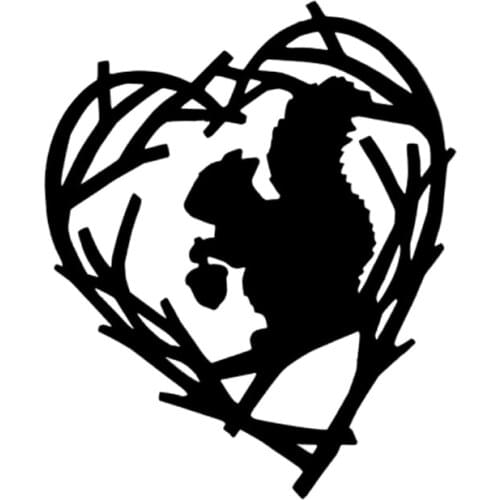 9.8cm*11.9cm Rustic Squirrel Cartoon Vinyl Stickers Decals Car-Styling Black/Silver S3-5202