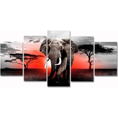 African Elephant Animal Landscape Oil Painting On Canvas Art Poster And Print Abstract Art Wall Picture For Living Room Decorati