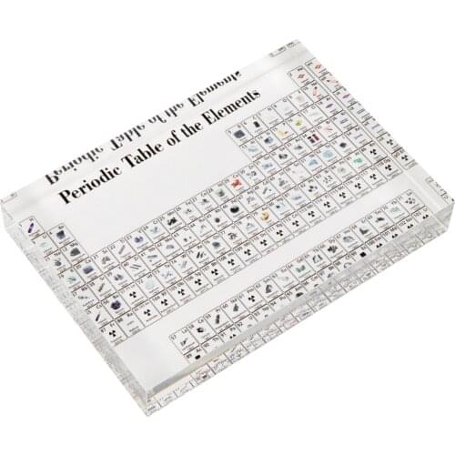 Acrylic Periodic Table Display With Real Elements Kids Teaching School Day Birthday Gifts Chemical Element Display Home Decor