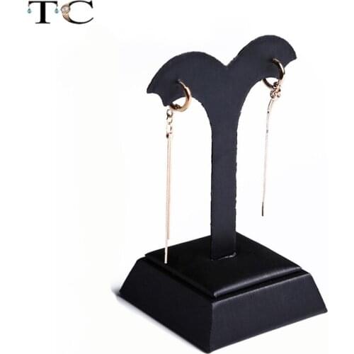 Newest Black PU Leather Jewelry Earring Rack Tree Dangle Earrings Holder Display Showed Stand Earring Organizer Earring Stand