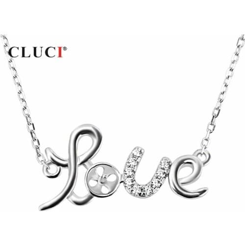 CLUCI Silver 925 Romantic Love Pendant Necklace Women Valentine Day Gift 925 Sterling Silver Zircon Necklace Jewelry SN038SB