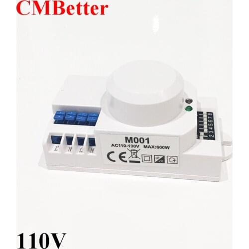CMBetter 110v-240v AC 600W Switch Microwave Smart Motion Body Movement Infrared IR Sensor Light 360 Degree Ceiling Recessed Wall