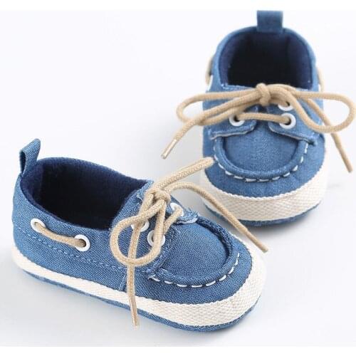 Baby Shoes Toddler Boy Girl Canvas First Walkers Soft Soles Crib Shoes Non-Slip Strappy Sneakers 0-18M