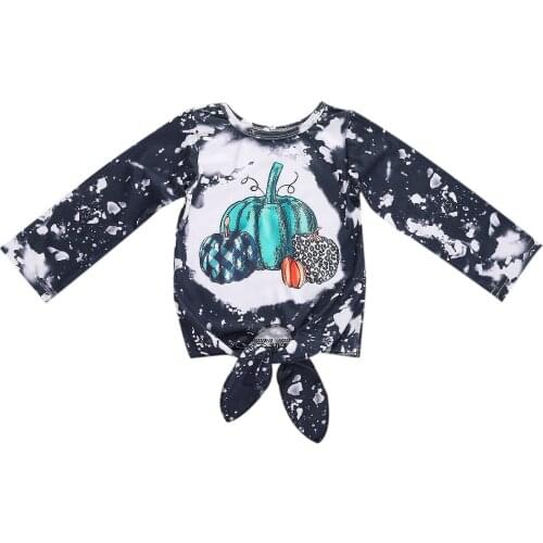 1-5Years Kids Baby Spring Autumn Clothing Pumpkin Tops Tees Casual Tie-dyeing Cotton Halloween Bowknot Romper for Girls Boys