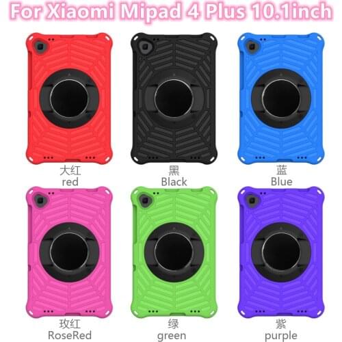 Kids Spider Web Shockproof EVA Tablet Cover for Xiaomi MiPad 4 Plus 10.1 Case Hand 360 Degree Rotation Bracket +shoulder Strap