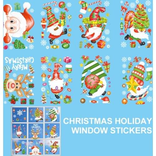 Eco-friendly 8Pcs/Set Easy-using Elk Snowflake Santa Character Stickers PVC Stickers Exquisite for Christmas