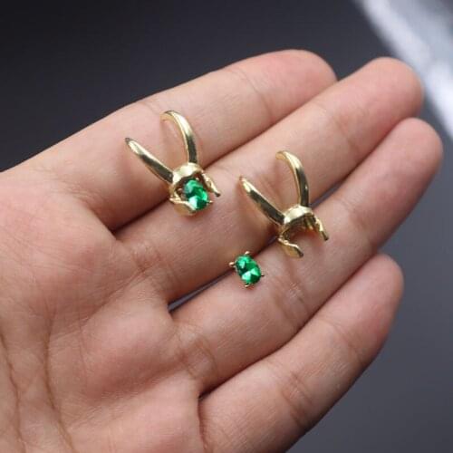 Exquisite Green Rhinestone Crystal Gold Loki Mens Helmet Earrings Fashion Jewelry Female Earrings