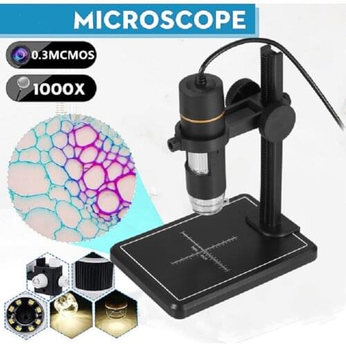 KKmoon 1000X Magnification USB Digital Microscope with OTG Endoscope 8-LED Light Magnifying Glass Magnifier 0.3M CMOS Sensor