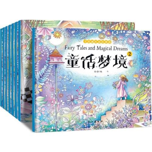 8 Book /Set Adult Of Stress Reliever Coloring Picture Book For Kids Graffiti Art Painting Manga Comics Cartoon Painting Books