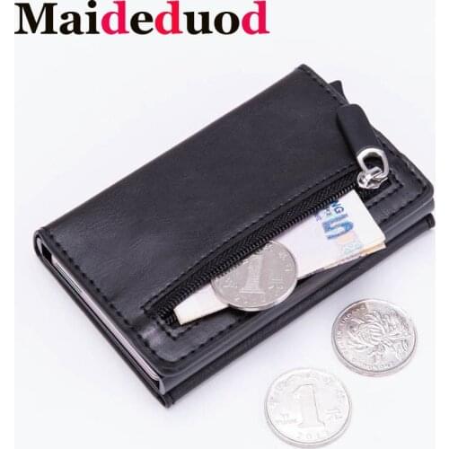 Maideduod Fashion Smart card holder Leather Coin Purses Magnetic Closing Card case Casual Men wallet RFID Blocking Card Wallet