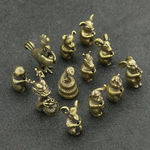 Mini Cute Brass Chinese Zodiac Animal Statue Decoration Ornament Sculpture Incense Holder Home Office Desk Decor Funny Toy Gift